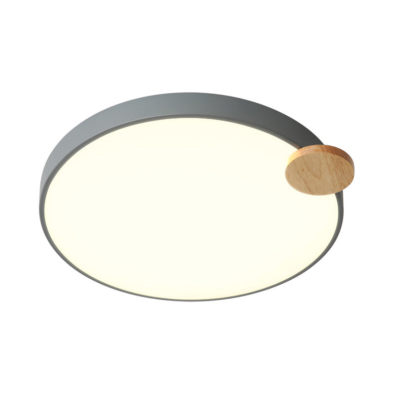 12"/16"/19.5" W Circular Flushmount Nordic Metallic LED Nursery Ceiling Mount Light Fixture in Grey