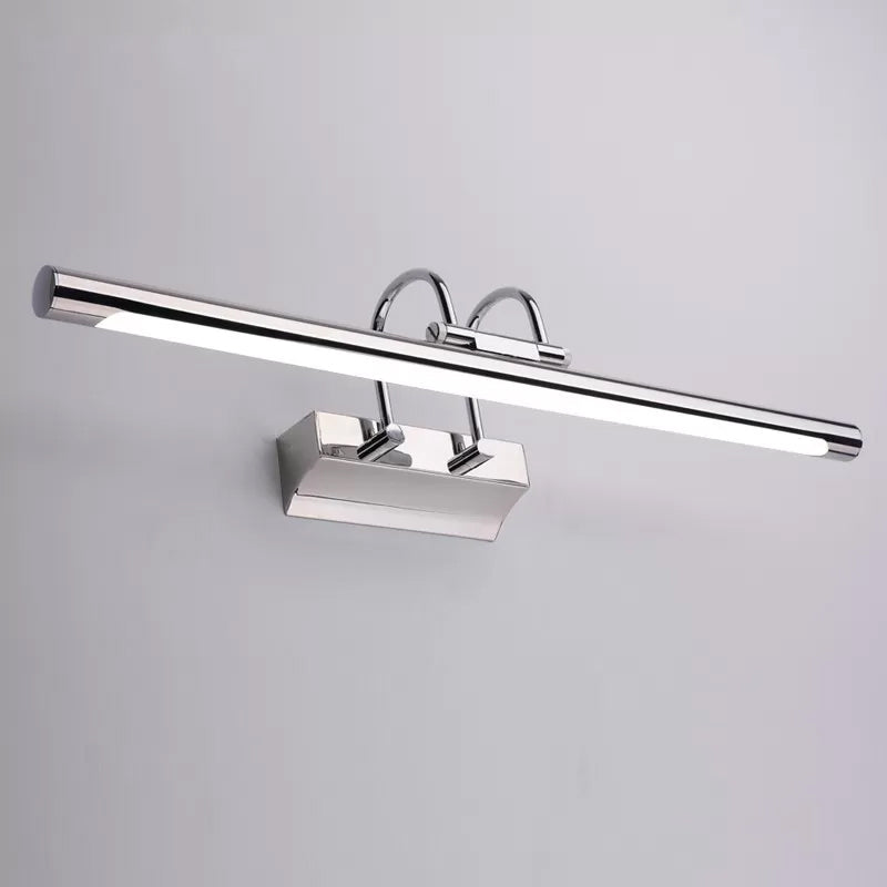Slanke metalen wandlamp Moderniteit LED Chrome ijdelheid verlichtingsideeën met dubbele arm in warm/wit licht voor doucheruimte