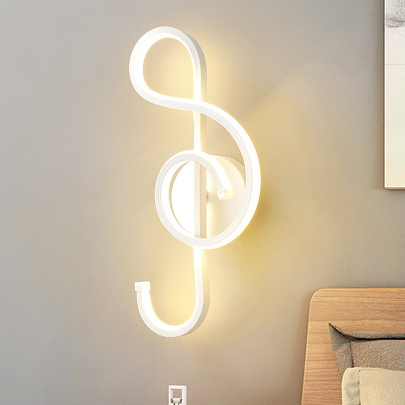 Iron Musical Note wand gemonteerde lamp Moderner zwart/wit LED LED -oppervlaktewandsconstructie in warm/wit licht