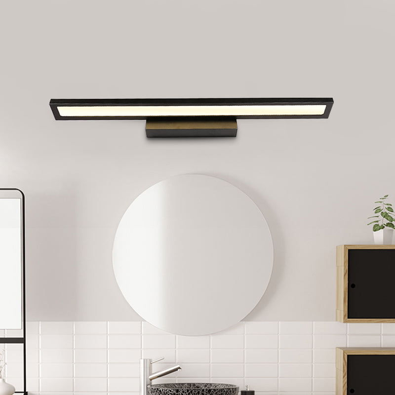 Modernist Elongated Vanity Lighting Ideas Metal LED Bathroom Wall Sconce in Black/Silver, 16"/23.5" L