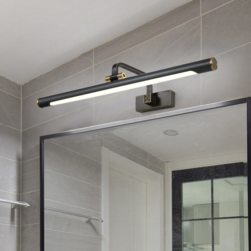 Black Streamlined Wall Vanity Light Contemporary LED Metallic Wall Mounted Lighting with Swing Arm