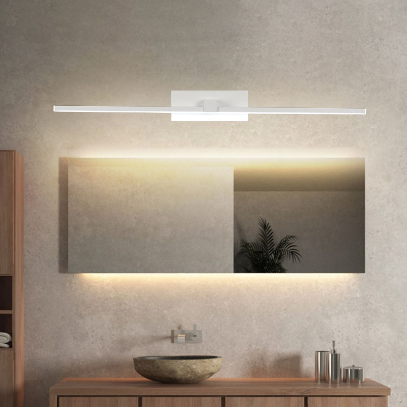 White Rectangle Vanity Lamp Minimalist 16"/19.5" L LED Metal Wall Mounted Light Fixture in Warm/White Light
