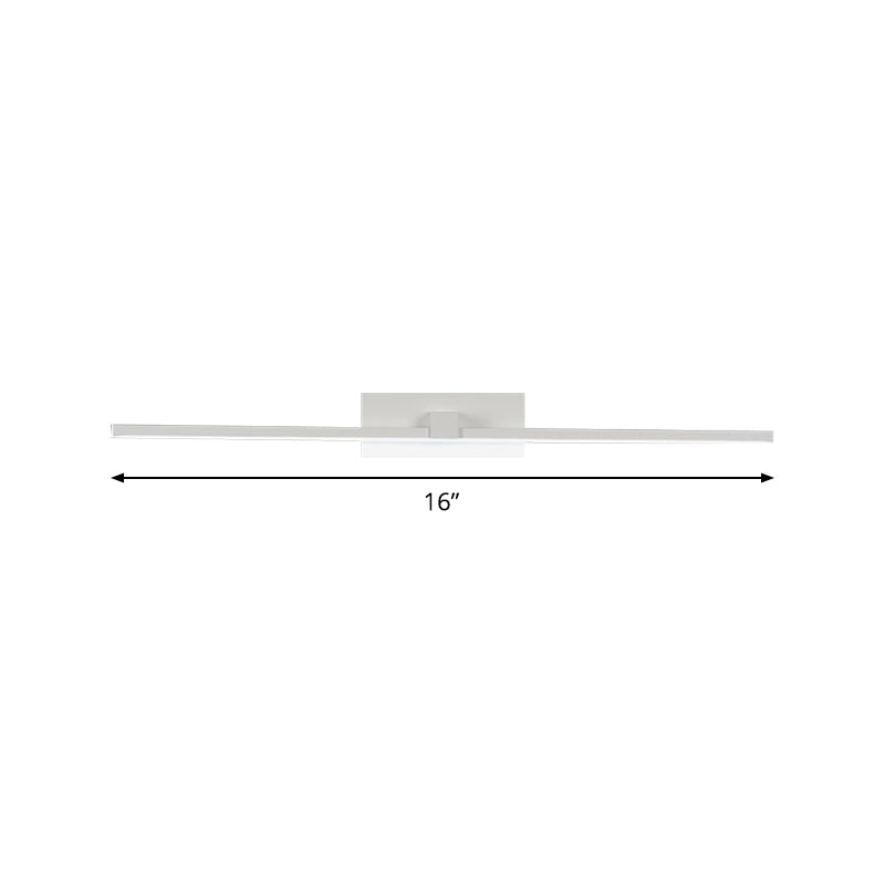 Weiße Rechteck Eitelkeitslampe Minimalist 16 "/19,5" L LED Metallwandmontierte Leuchte in warmem/weißem Licht