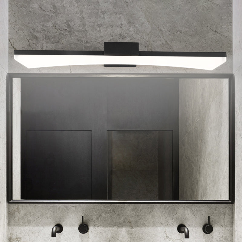 Contemporary Curved Vanity Lighting Fixture Acrylic LED Bathroom Sconce Light in Black, Warm/White Light