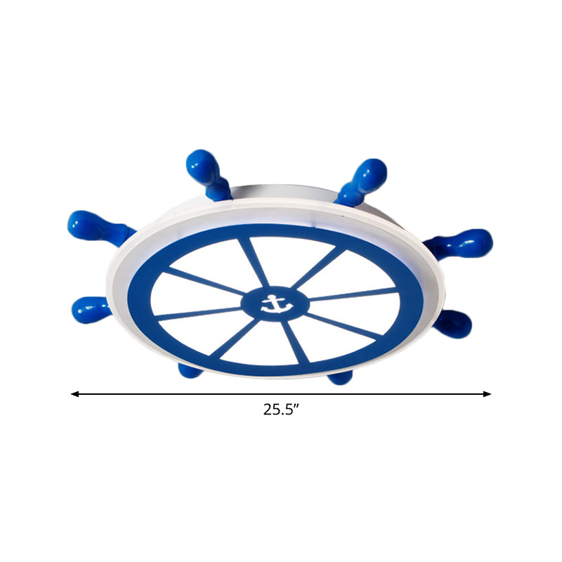 Acrylic Rudder Flushmount Lighting Kids LED Blue Flush Ceiling Light Fixture for Kindergarten