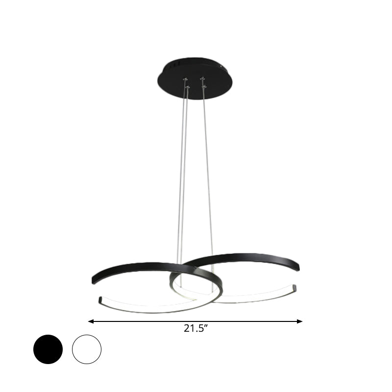 LAMPE DE CHANDEIR CHANDELER NOIR / BLANC 2 LED PENDANT D'ÉCLAIRAGE MÉTALLIQUE DOWN EN LUMIÈRE CHAUD / BLANC