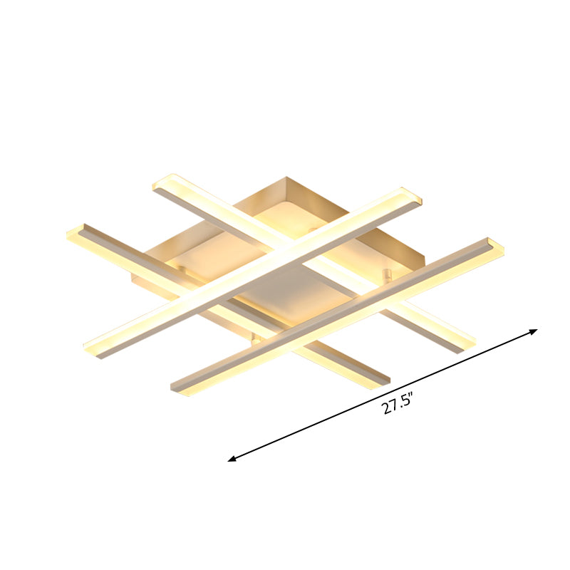 Cross Beam Living Room Flush Light Acrylic LED Minimalism Ceiling Mounted Fixture in White
