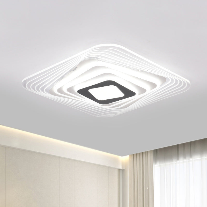 LED Bedroom Ceiling Lighting Simplicity White Flush Mount Fixture with Stacked Triangle/Square/Hexagon Acrylic Shade