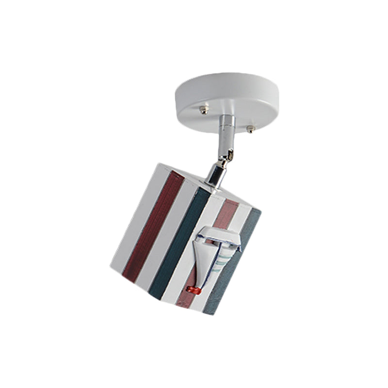 Cubic Resin Ceiling Mounted Fixture Modern 1 Light Sky Blue/Green/Coffee Semi Flush Lamp with Seagull/Ship/Starfish Deco