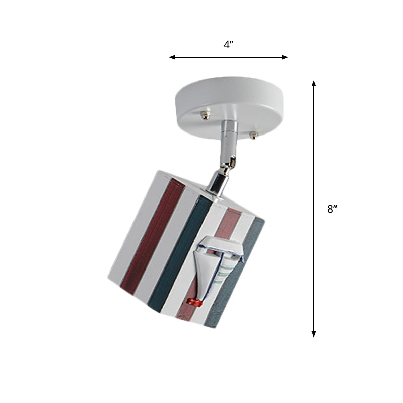 Cubic Resin Ceiling Mounted Fixture Modern 1 Light Sky Blue/Green/Coffee Semi Flush Lamp with Seagull/Ship/Starfish Deco