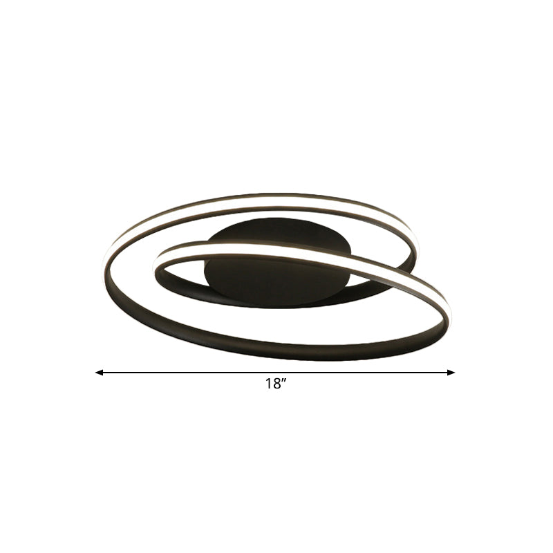 Lampada da incasso a soffitto modernista a LED circolare in metallo da 18"/23,5" W con luce nera, calda/bianca