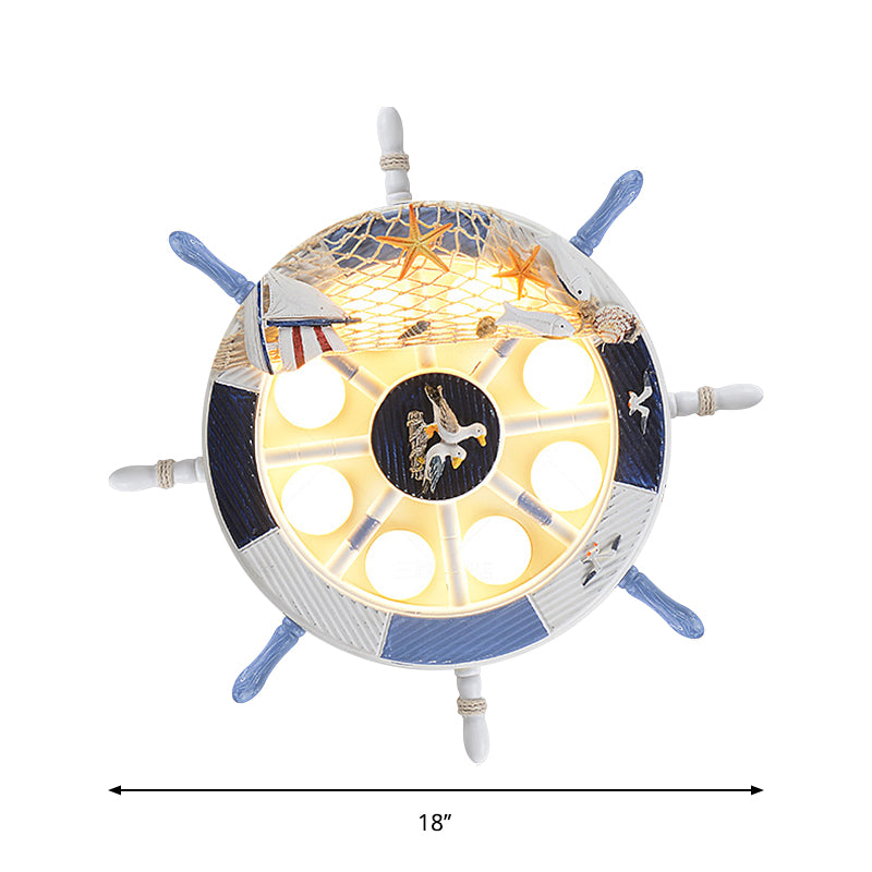 Acrylic Rudder Ceiling Lamp Modernist LED White Flush Mount Fixture with Fishing Net Deco in Warm/White Light