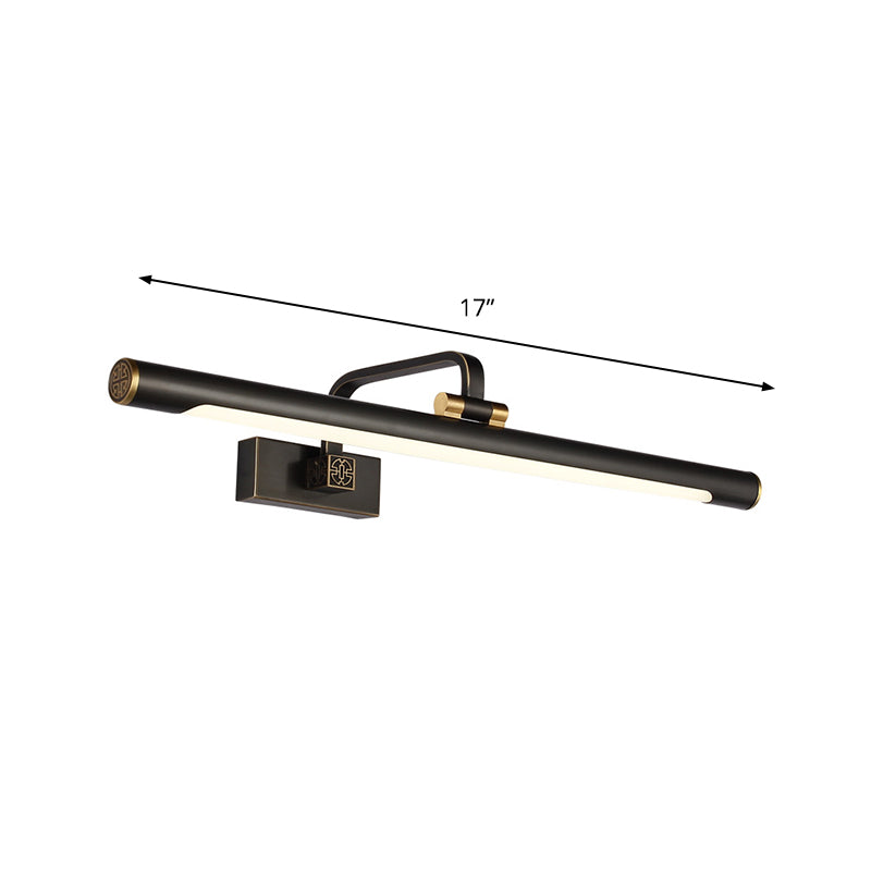 Black Tubular Vanity Mirror Light Minimalist LED Metallic Wall Lighting for Bathroom