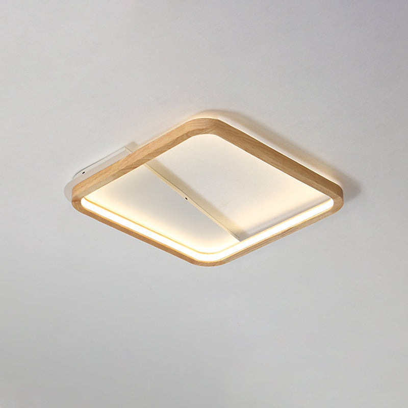 Plafonnier LED Simplicity avec cadre carré/rectangulaire en bois, luminaire monté au plafond, beige, longueur 13"/17"/21"