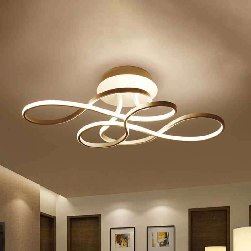 IJzeren gedraaid plafondarmatuur Minimalisme Zwart/wit LED-semi-gemonteerde verlichting in warm/wit licht voor salon