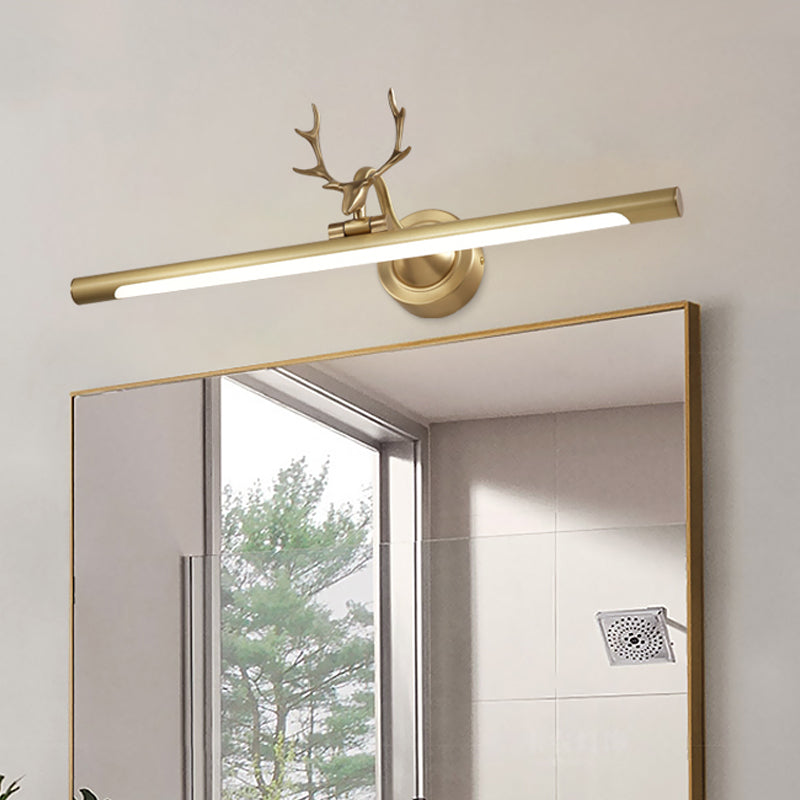 Gold Bar Wall ijdelheid SCONCE LICHT Minimalistische LED metalen wand gemonteerde lamp met gewei -arm