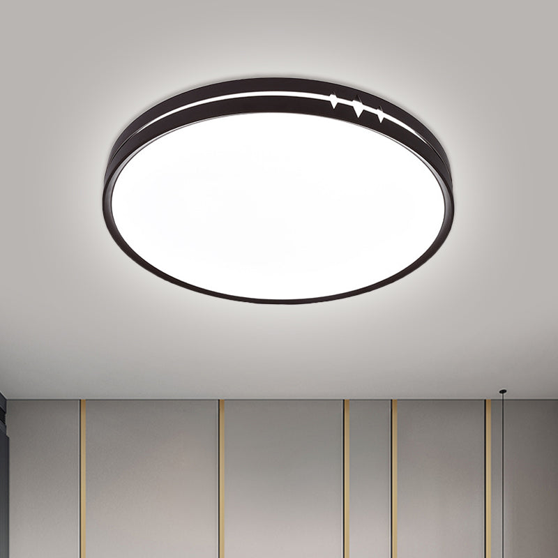Contemporary LED Flushmount Lighting Black/Grey/White Drum Ceiling Flush Mount with Acrylic Shade
