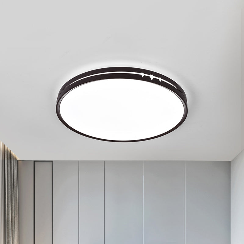 Contemporary LED Flushmount Lighting Black/Grey/White Drum Ceiling Flush Mount with Acrylic Shade
