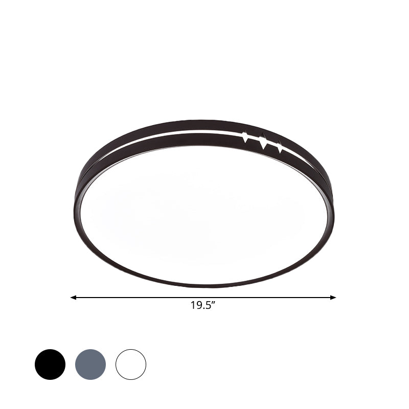 Contemporary LED Flushmount Lighting Black/Grey/White Drum Ceiling Flush Mount with Acrylic Shade