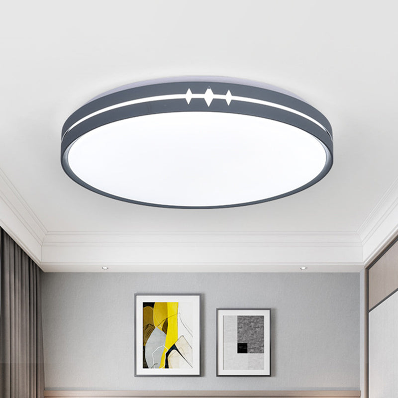 Contemporary LED Flushmount Lighting Black/Grey/White Drum Ceiling Flush Mount with Acrylic Shade