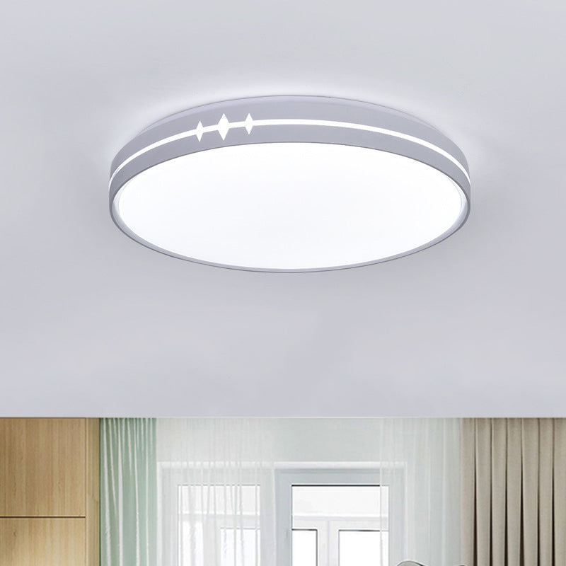 Contemporary LED Flushmount Lighting Black/Grey/White Drum Ceiling Flush Mount with Acrylic Shade