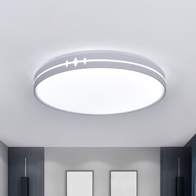 Contemporary LED Flushmount Lighting Black/Grey/White Drum Ceiling Flush Mount with Acrylic Shade