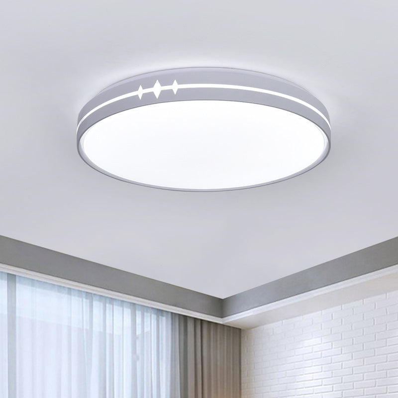 Contemporary LED Flushmount Lighting Black/Grey/White Drum Ceiling Flush Mount with Acrylic Shade