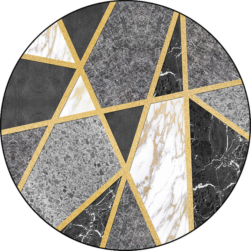 Zwart modern tapijt polypropyleenmarmeren oppervlak en geometriepatroon tapijt Petvriendelijk wasbaar Wasbaar Non-slip gebied Rug voor salon