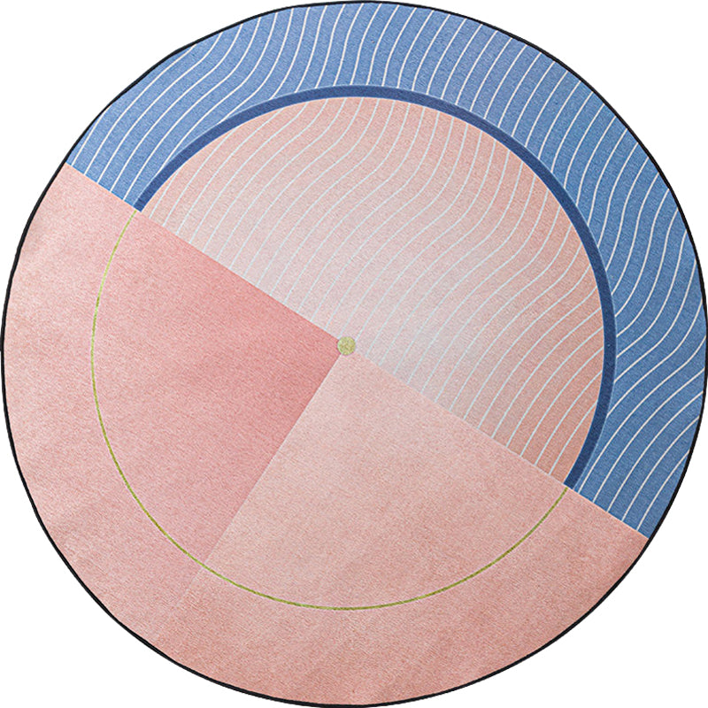 Modernism Swirl Stripe Pattern Rug Pink Chenille Rug Non-Slip Pet Friendly Washable Area Rug for Bedroom