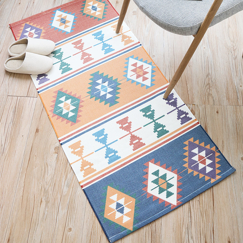 Tapis à rayures à rayures tribales uniques tapis multicolore du sud-ouest en coton coton sans glissement.