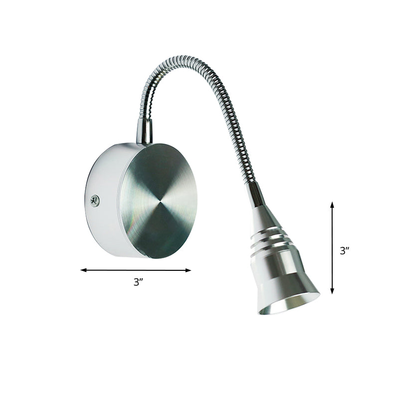 Modernisme LED SCONCE -lamp met metalen schaduw Chrome Bell Wandlamp in warme/witte verlichting
