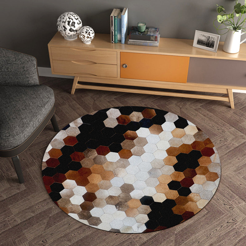 Modern Living Room Rug Multi Color Geometry Pattern Rug Polypropylene Washable Non-Slip Pet Friendly Area Rug