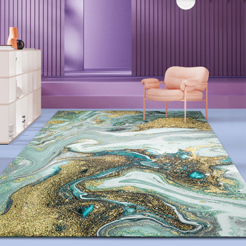 Groene woonkamer tapijt modern abstract tapijten polyester anti-slip achterste wasbaar wasbaar huisdiervriendelijk gebied tapijt