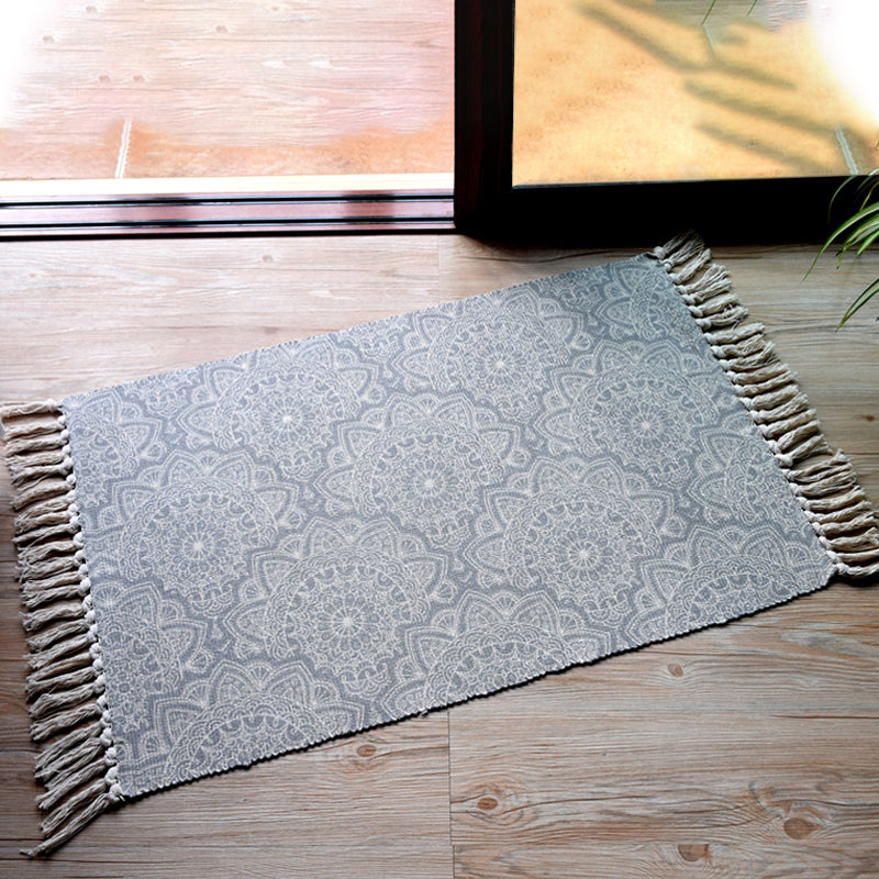 Stylish Tribal Pattern Rug Multicolor Moroccan Rug Cotton Washable Non-Slip Pet Friendly Carpet for Living Room