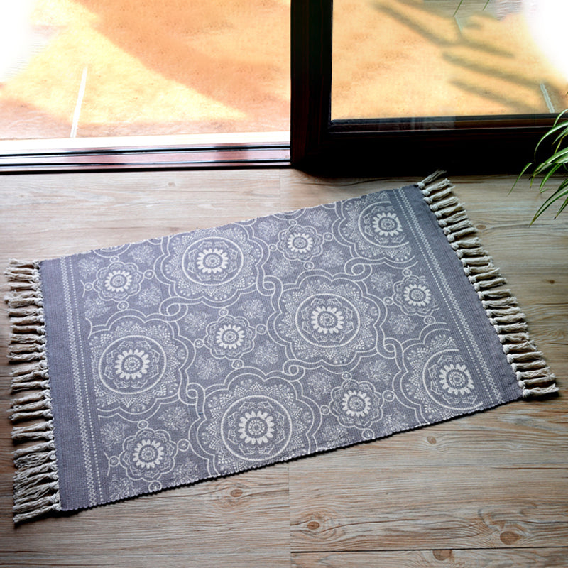 Stylish Tribal Pattern Rug Multicolor Moroccan Rug Cotton Washable Non-Slip Pet Friendly Carpet for Living Room