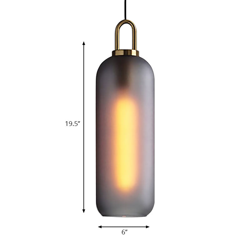 1 Pendre de salle à manger légère avec kit de lampe suspendue post-moderne en verre transparent / fumé, 5 "/ 6" de largeur