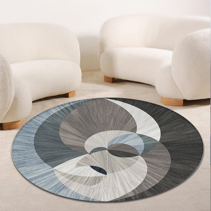 Multicolor Geometrical Circle Pattern Rug with Stripe Synthetics Modernist Rug Washable Anti-Slip Backing Carpet for Decoration