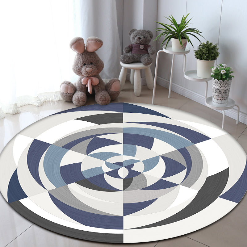 Multicolor Geometrical Circle Pattern Rug with Stripe Synthetics Modernist Rug Washable Anti-Slip Backing Carpet for Decoration