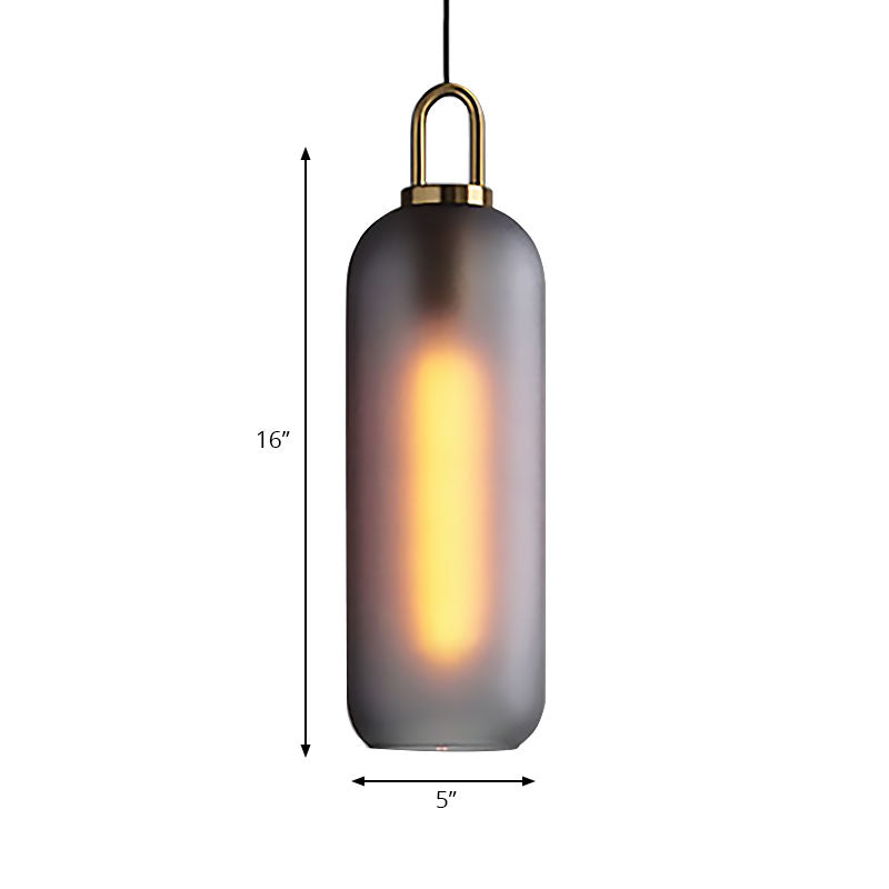 1 Pendre de salle à manger légère avec kit de lampe suspendue post-moderne en verre transparent / fumé, 5 "/ 6" de largeur