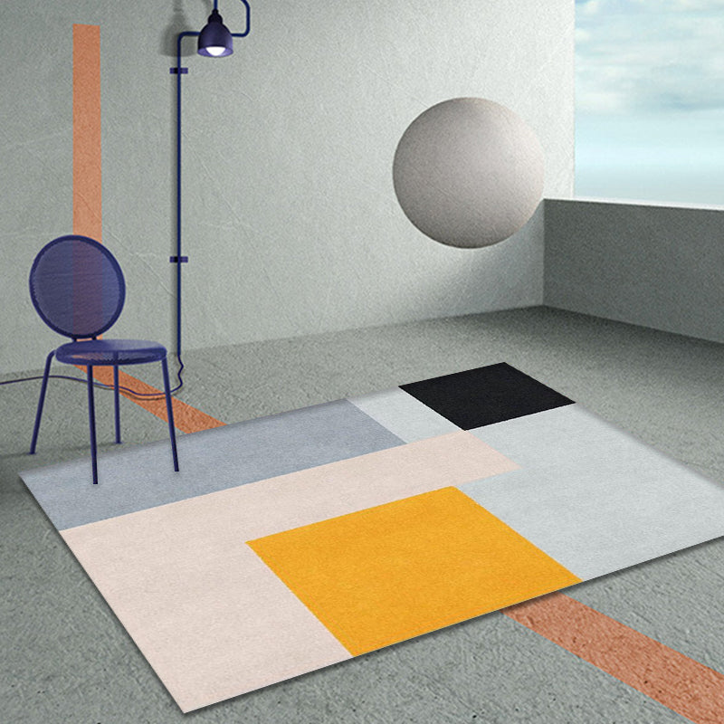 Multi-Color Parlor Rug Novelty Colorblock Area Rug Polyester Machine Washable Non-Slip Backing Rug