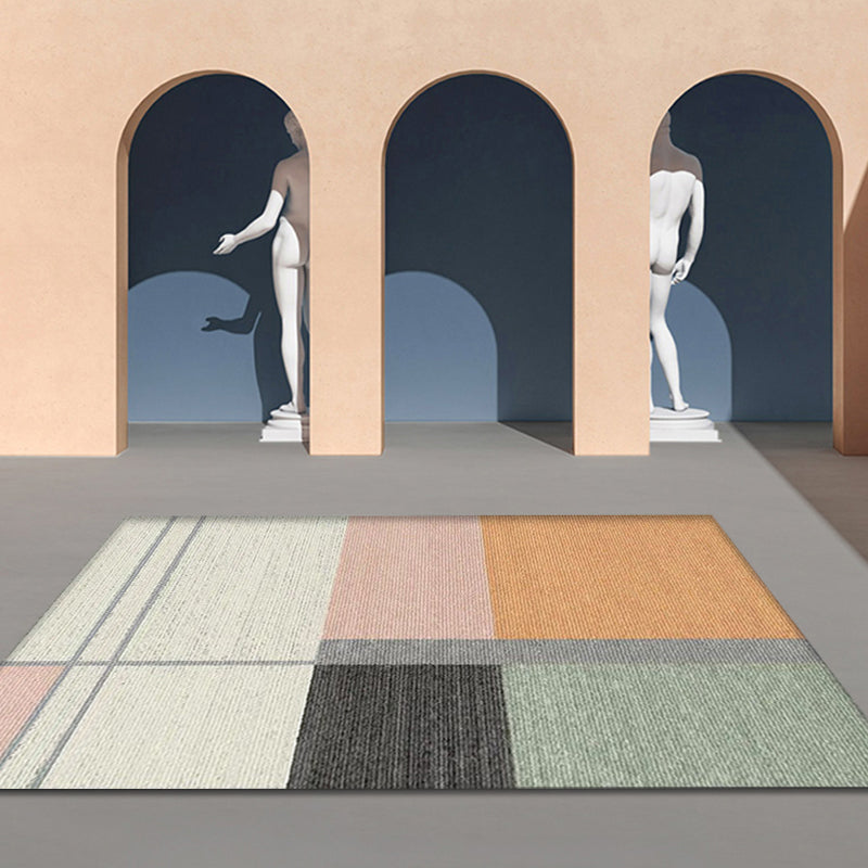 Multi-Color Parlor Rug Novelty Colorblock Area Rug Polyester Machine Washable Non-Slip Backing Rug