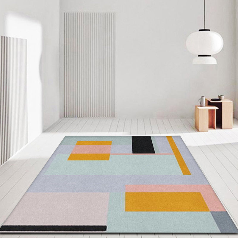 Multi-Color Parlor Rug Novelty Colorblock Area Rug Polyester Machine Washable Non-Slip Backing Rug