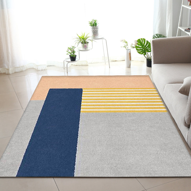 Multi-Color Parlor Rug Novelty Colorblock Area Rug Polyester Machine Washable Non-Slip Backing Rug