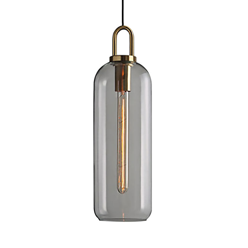 1 Pendre de salle à manger légère avec kit de lampe suspendue post-moderne en verre transparent / fumé, 5 "/ 6" de largeur
