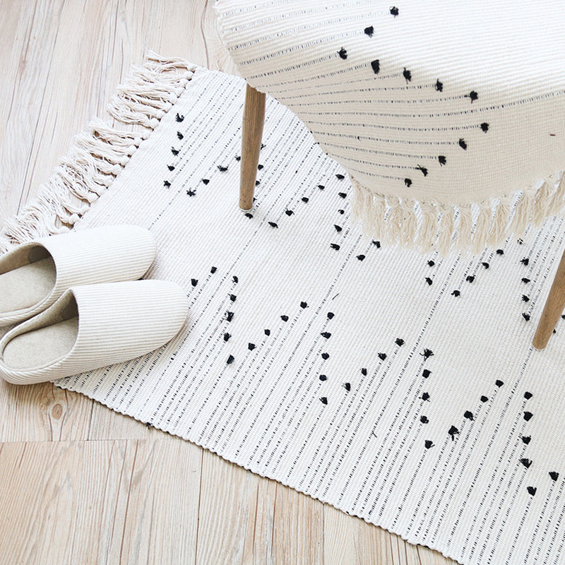 Southwestern Striped Muster Teppich weiße Baumwollteppich nicht rutschtierfreundlich waschbarer Teppich für Wohnzimmer
