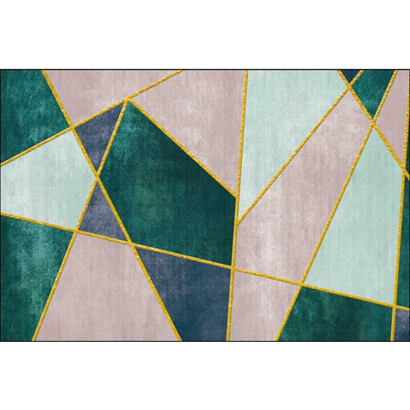 Novelty Colorblock Geometric Pattern Rug Multicolor Polyester Rug Non-Slip Pet Friendly Washable Area Carpet for Living Room