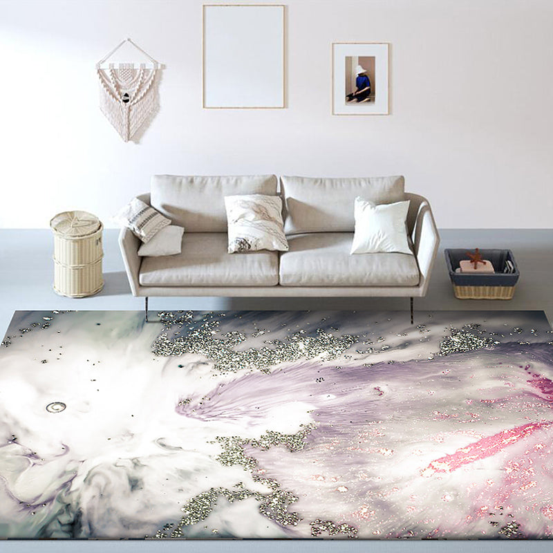 Casual Abstract Rug Grey Nordic Rug Polyester Washable Non-Slip Pet Friendly Carpet for Living Room