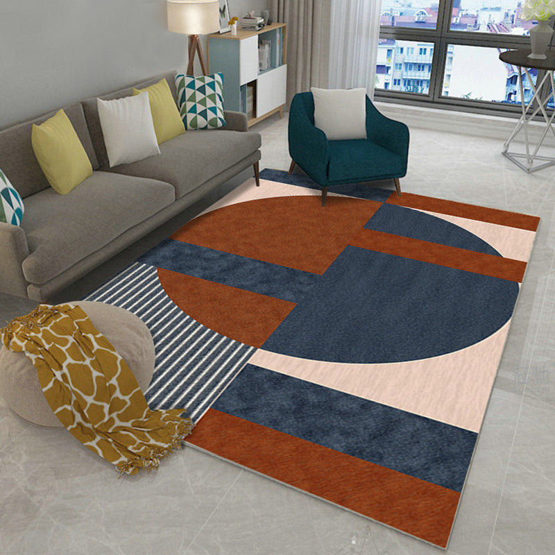 Novelty Geometrical Pattern Rug Multi Color Polypropylene Rug Anti-Slip Backing Pet Friendly Washable Area Rug for Living Room