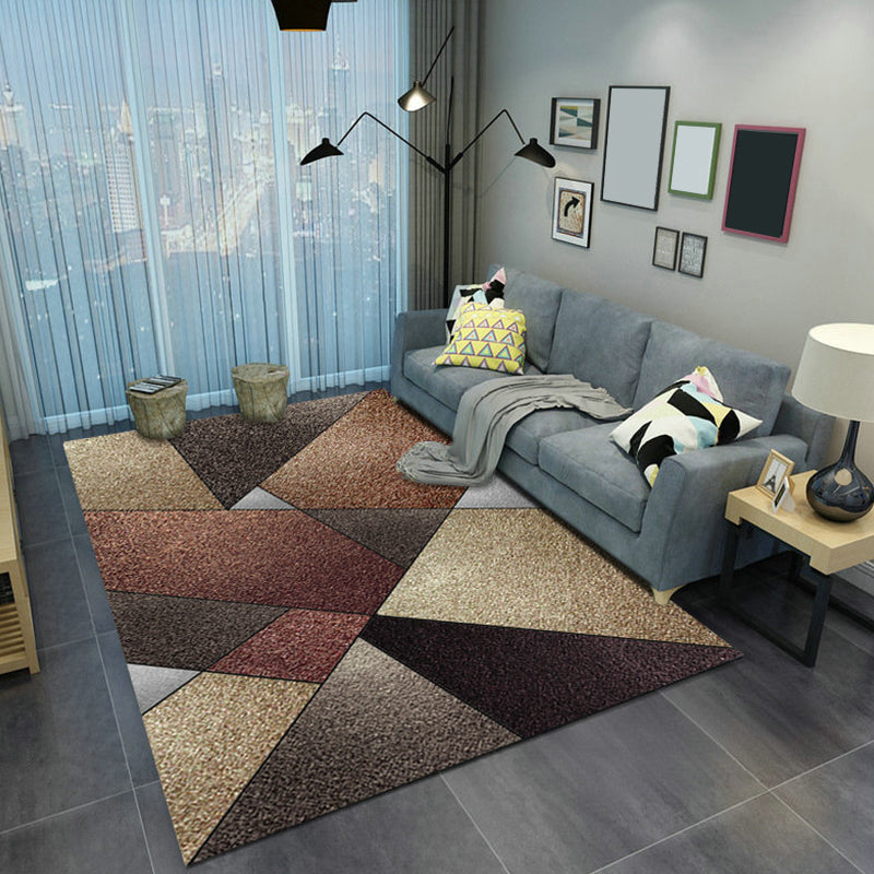Novelty Geometrical Pattern Rug Multi Color Polypropylene Rug Anti-Slip Backing Pet Friendly Washable Area Rug for Living Room