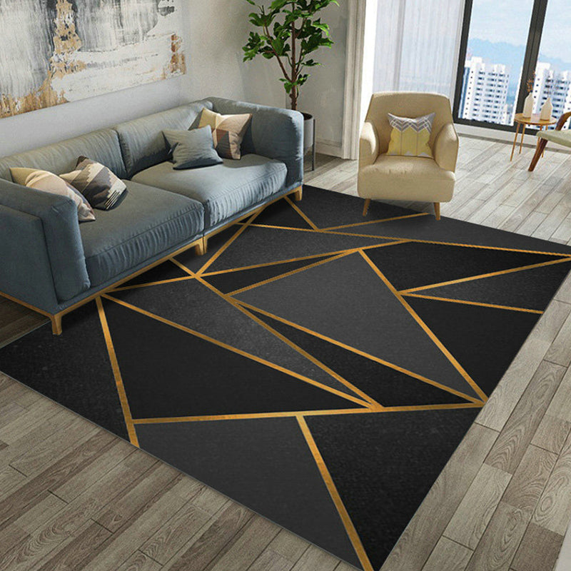 Novelty Geometrical Pattern Rug Multi Color Polypropylene Rug Anti-Slip Backing Pet Friendly Washable Area Rug for Living Room